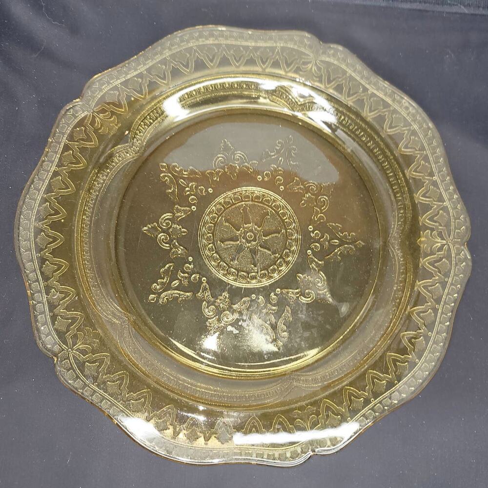 VTG Federal Glass Patrician Spoke Yellow Depression Glass Plate Platter 11”